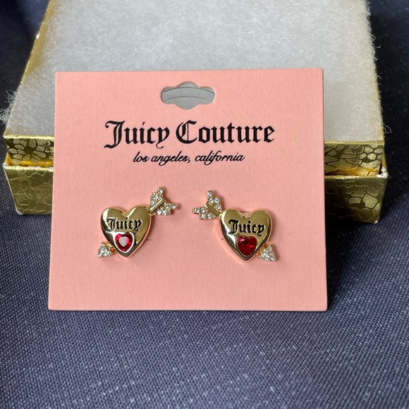 🌸NWT Juicy Couture Gold-Tone Bow & Arrow Heart Studs🌸 - Picture 13 of 15